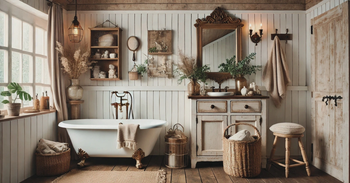 Vintage Farmhouse Bathroom Decor