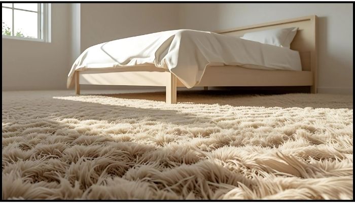 Soft carpet flooring idea for a small bedroom.