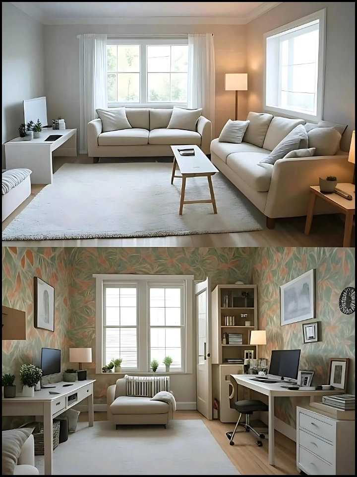 Room makeover with modern wallpaper accent wall