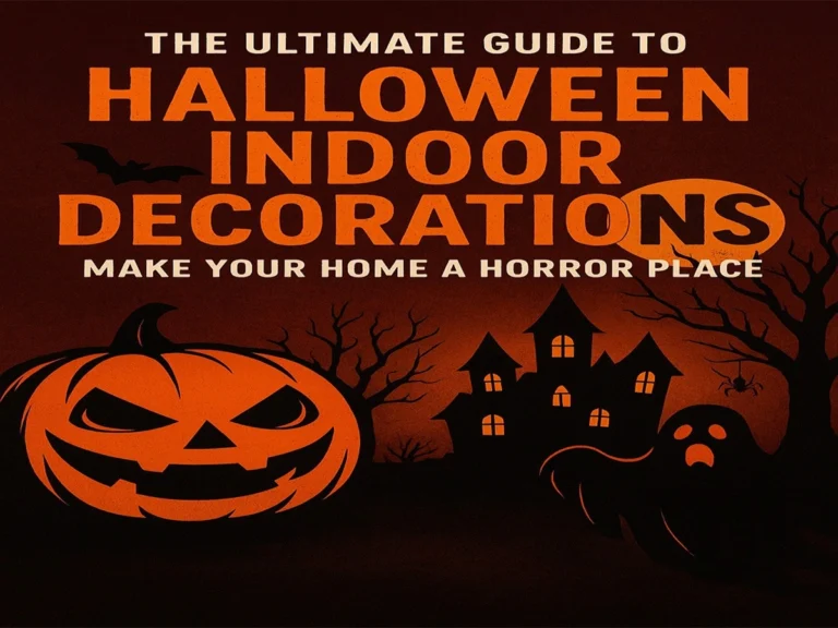 Spooky Halloween indoor decorations with pumpkin and ghost.