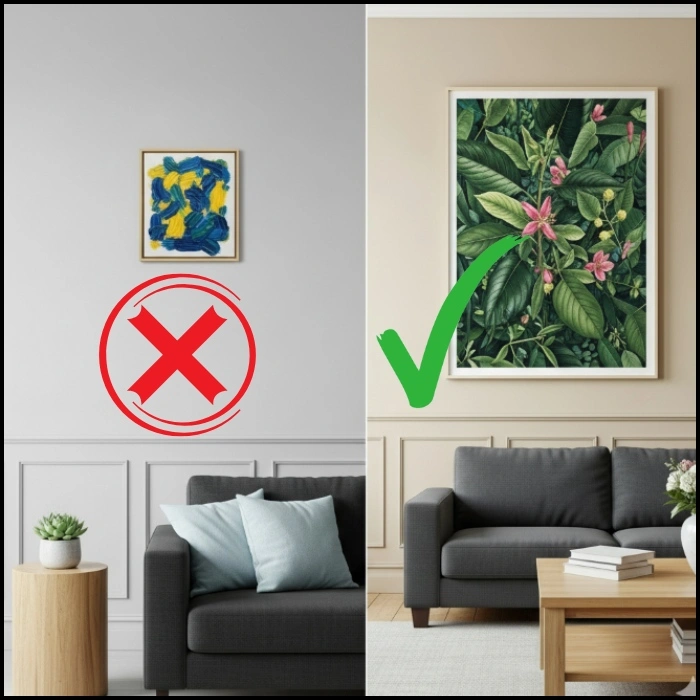  Large abstract art above a sofa.